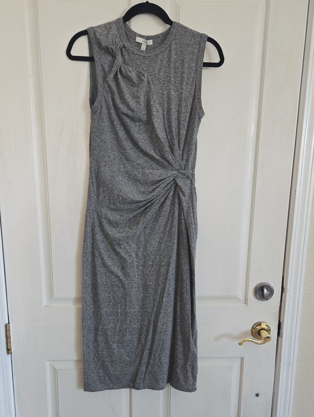 Joie Gray Sleeveless Knot-Front Midi Dress Xs
